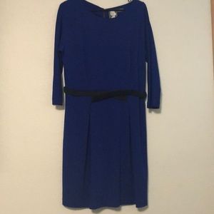 Anthropologie Blue dress with velvet belt